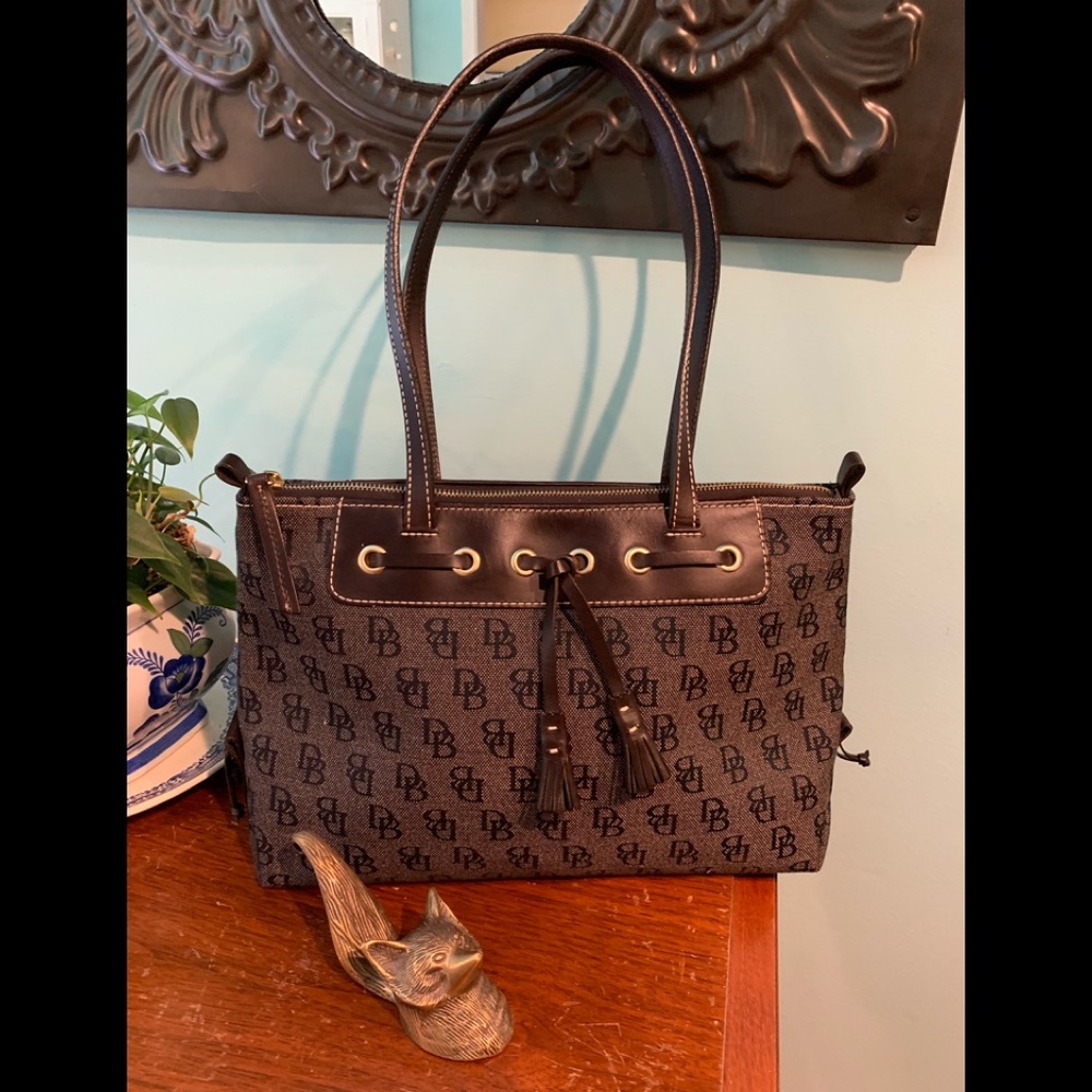 Dooney & Bourke Signature Fabric/Leather Trim